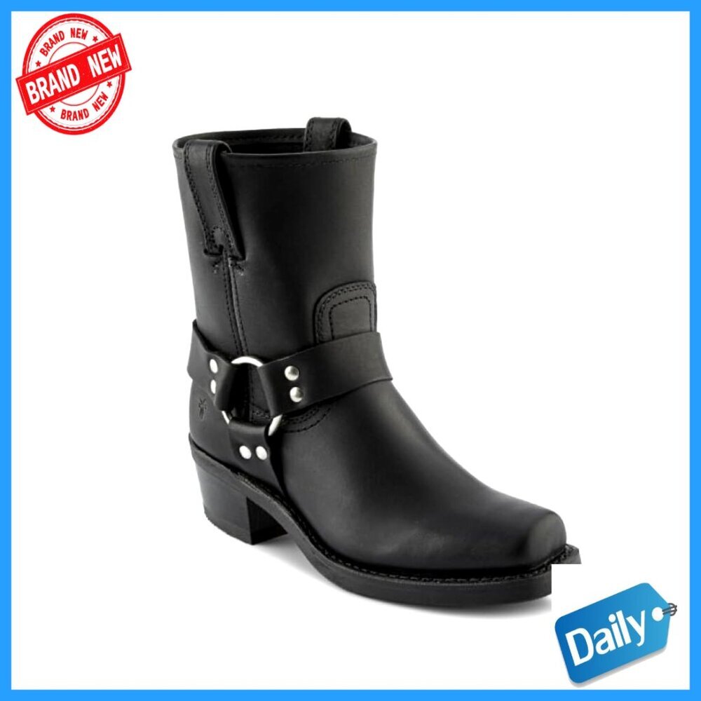 Motorcycle Boots Italian Leather Stacked Heel Welt Construction Rubber Outsole